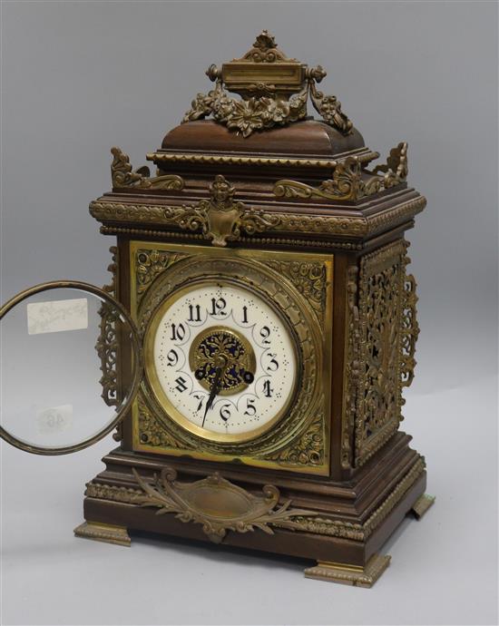 A French mahogany and brass mounted mantel clock height 42cm